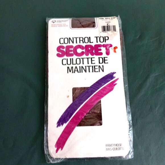 Control Top Secret Size C (130-160lbs) Taupe Fashion Design Stockings Panty - Picture 1 of 4